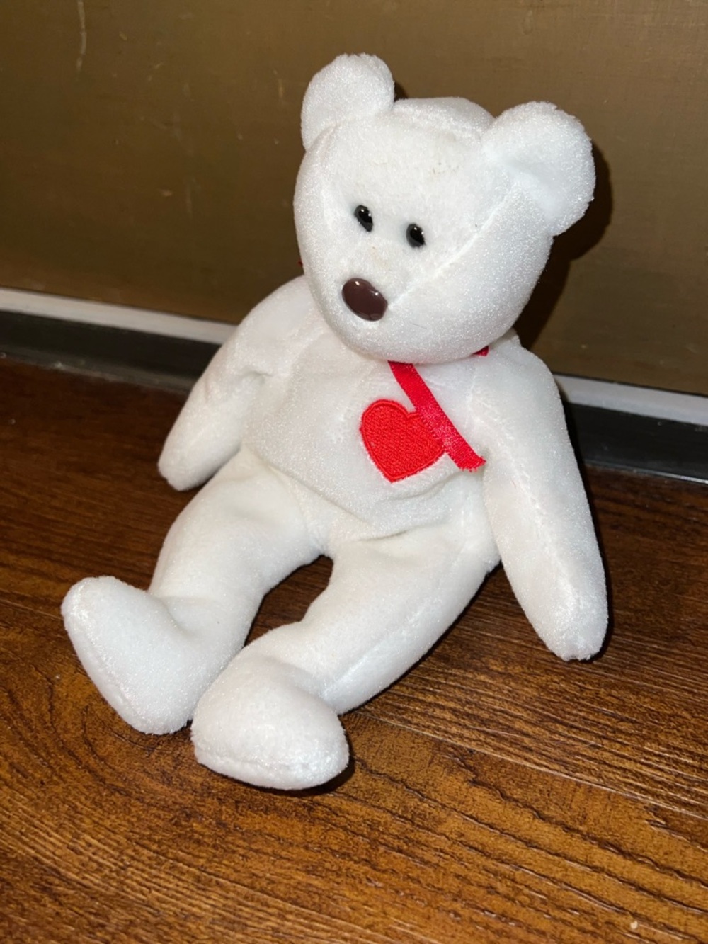 Rare TY Beanie Baby Valentino Vintage ‘93 White Plush Teddy Red Heart Retired - Picture 3 of 6